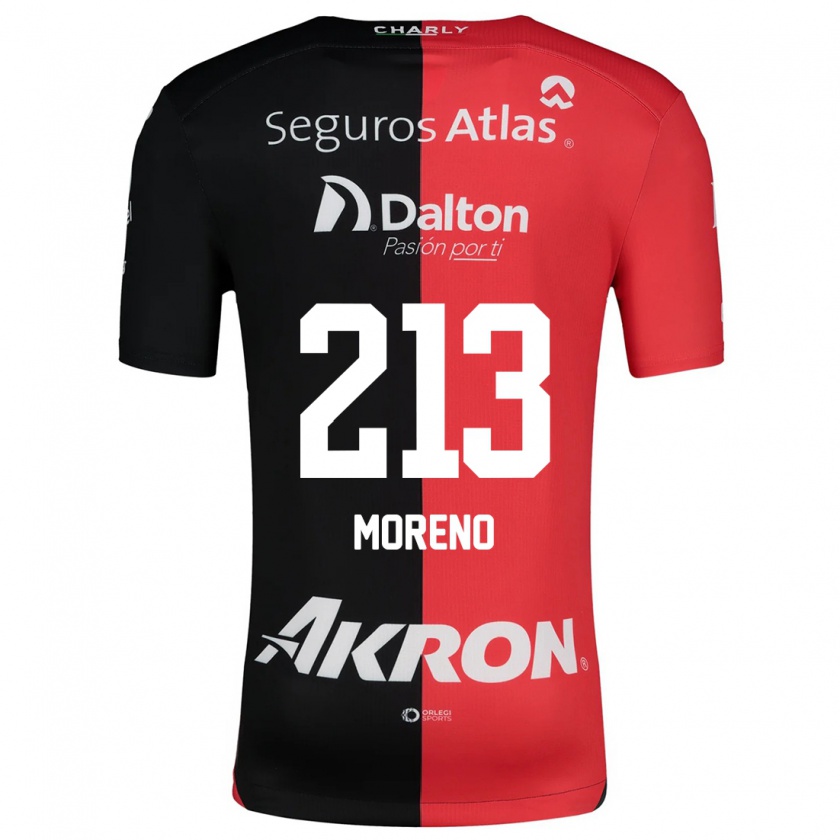 Kandiny Gyermek Eduardo Moreno #213 Piros Fekete Hazai Jersey 2024/25 Mez Póló Ing