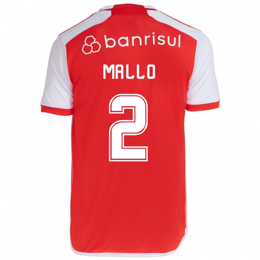 Kandiny Gyermek Hugo Mallo #2 Piros Fehér Hazai Jersey 2024/25 Mez Póló Ing