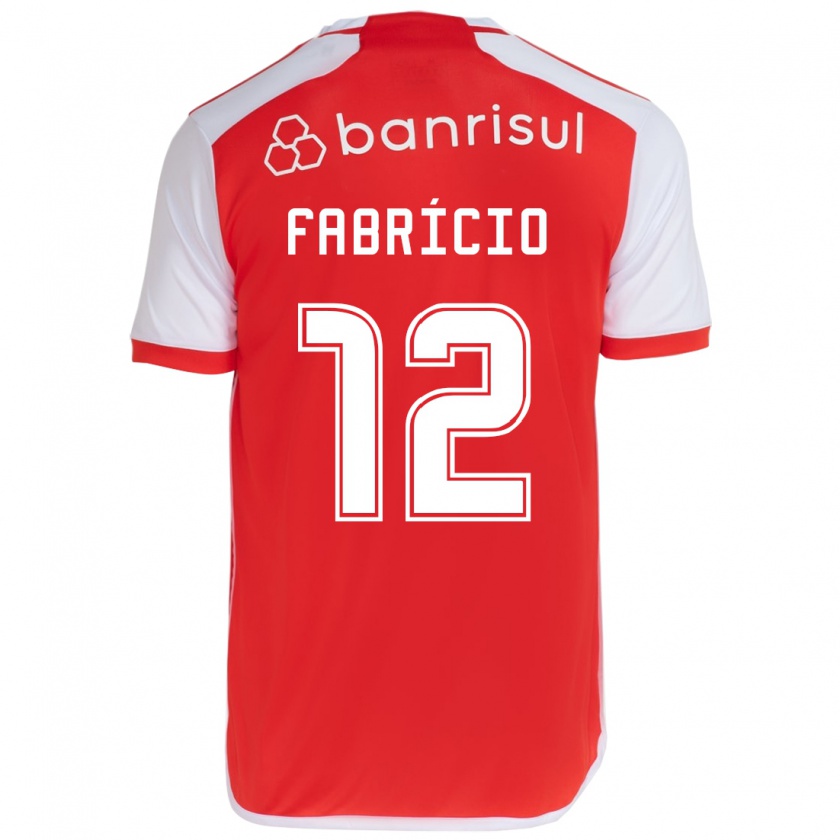 Kandiny Gyermek Fabrício #12 Piros Fehér Hazai Jersey 2024/25 Mez Póló Ing