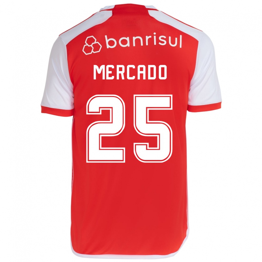 Kandiny Gyermek Gabriel Mercado #25 Piros Fehér Hazai Jersey 2024/25 Mez Póló Ing