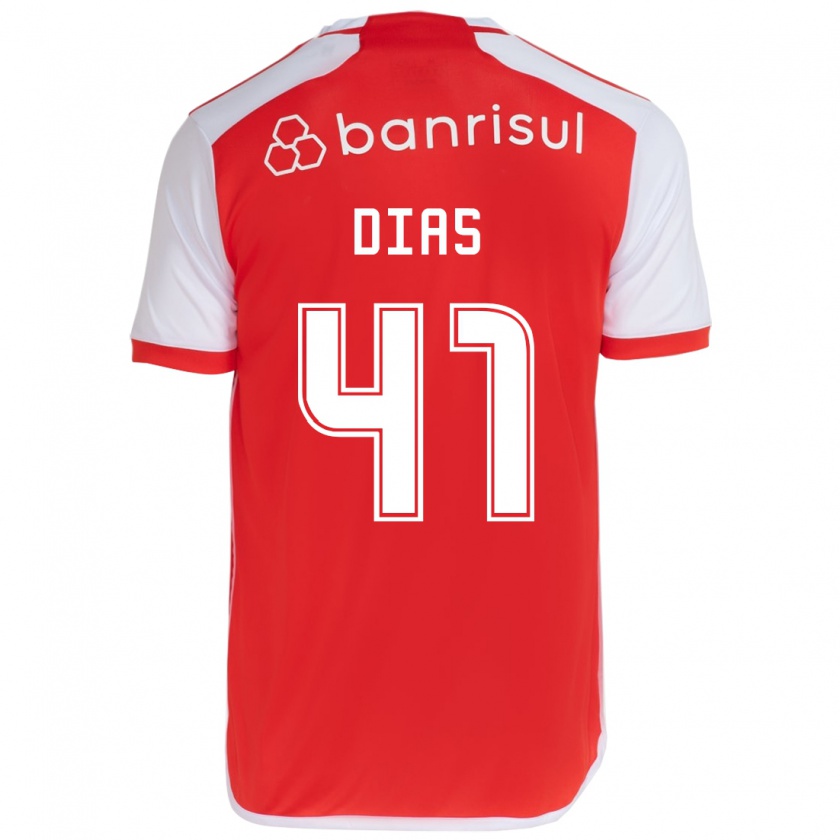 Kandiny Gyermek Matheus Dias #41 Piros Fehér Hazai Jersey 2024/25 Mez Póló Ing