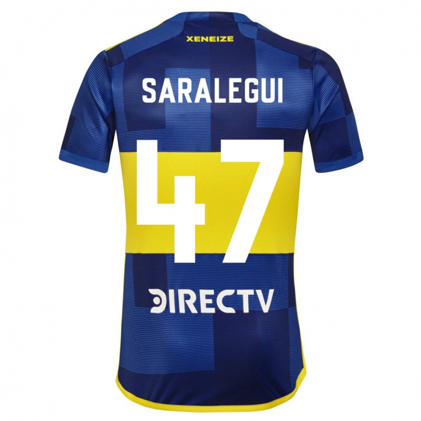 Kandiny Gyermek Jabes Saralegui #47 Kék Sárga Hazai Jersey 2024/25 Mez Póló Ing