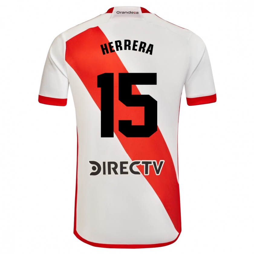 Kandiny Gyermek Andrés Herrera #15 Fehér Piros Hazai Jersey 2024/25 Mez Póló Ing