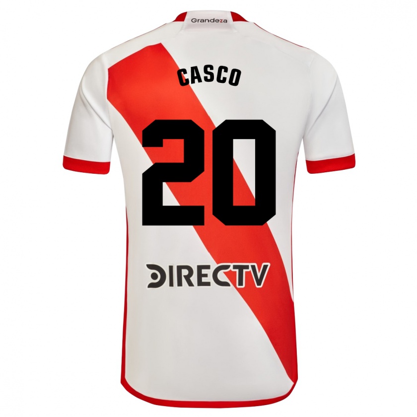 Kandiny Gyermek Milton Casco #20 Fehér Piros Hazai Jersey 2024/25 Mez Póló Ing