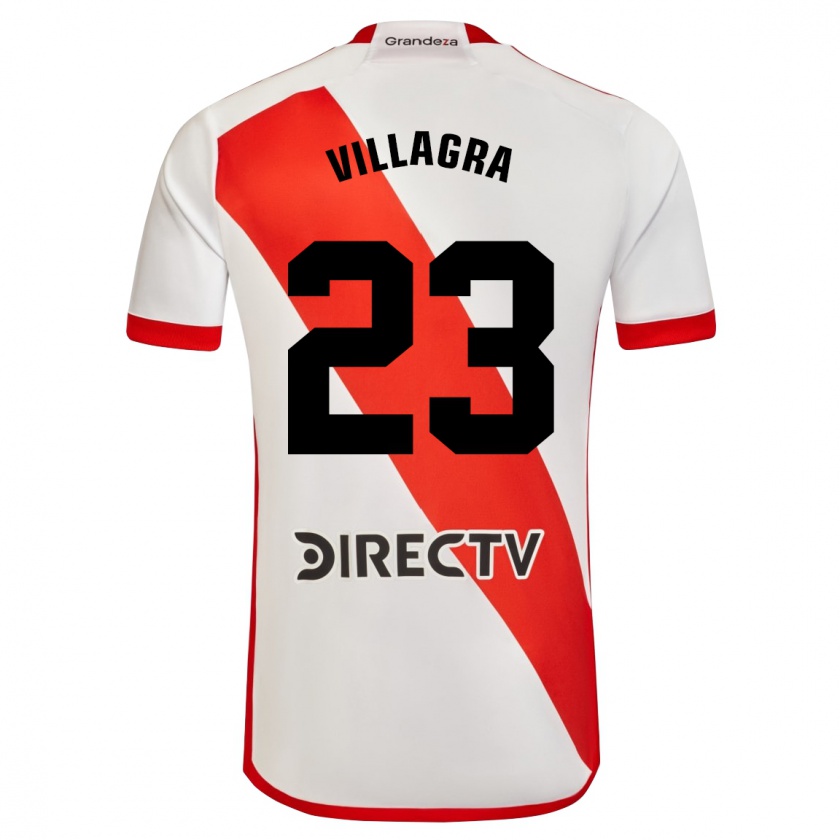 Kandiny Gyermek Rodrigo Villagra #23 Fehér Piros Hazai Jersey 2024/25 Mez Póló Ing