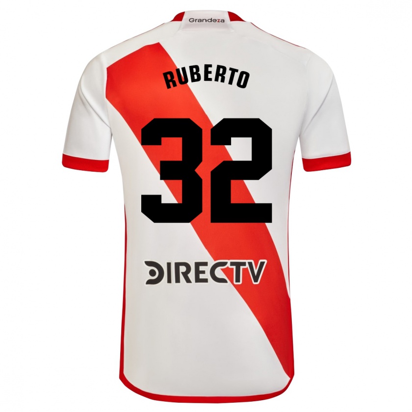 Kandiny Gyermek Agustín Ruberto #32 Fehér Piros Hazai Jersey 2024/25 Mez Póló Ing