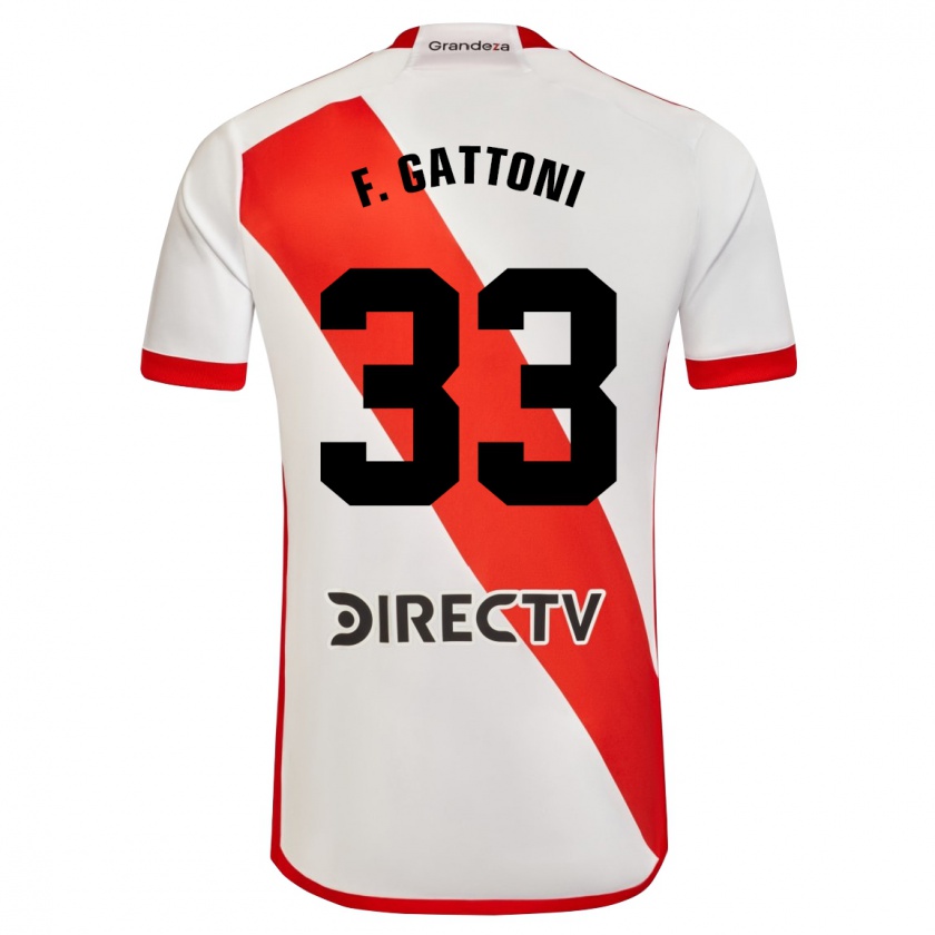 Kandiny Gyermek Federico Gattoni #33 Fehér Piros Hazai Jersey 2024/25 Mez Póló Ing