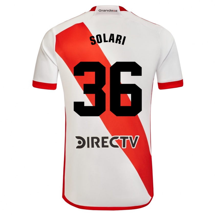 Kandiny Gyermek Pablo Solari #36 Fehér Piros Hazai Jersey 2024/25 Mez Póló Ing