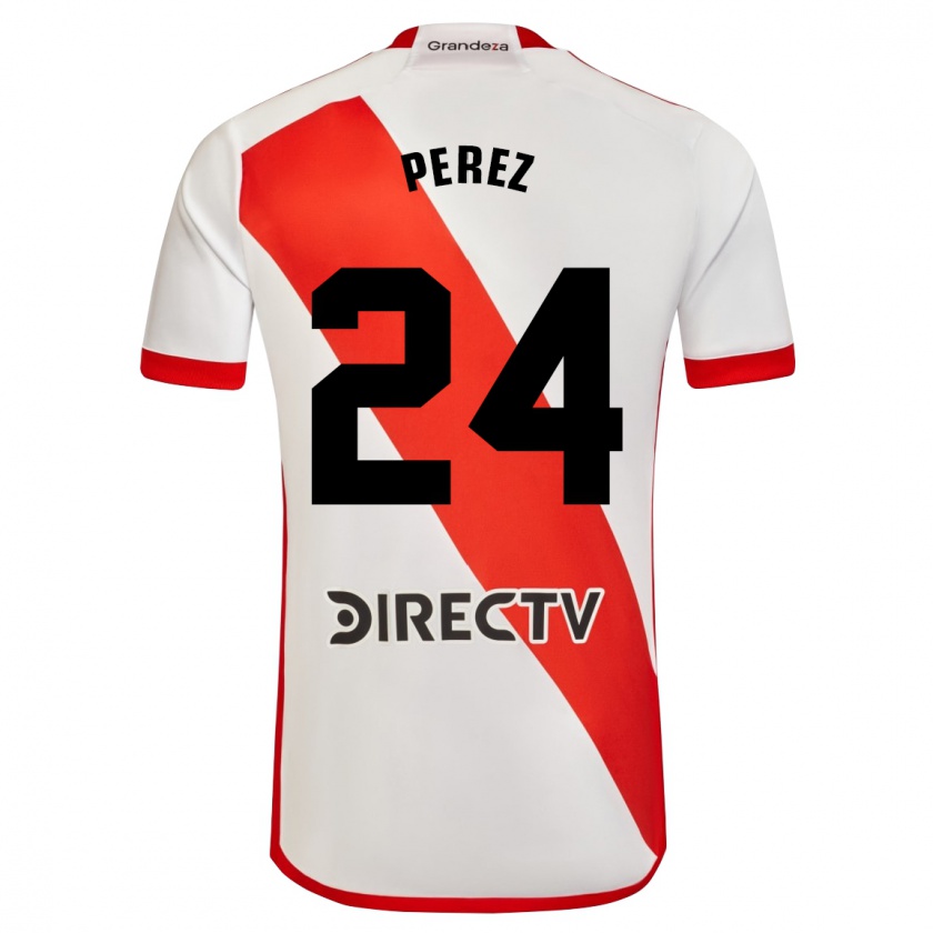 Kandiny Gyermek Enzo Pérez #24 Fehér Piros Hazai Jersey 2024/25 Mez Póló Ing