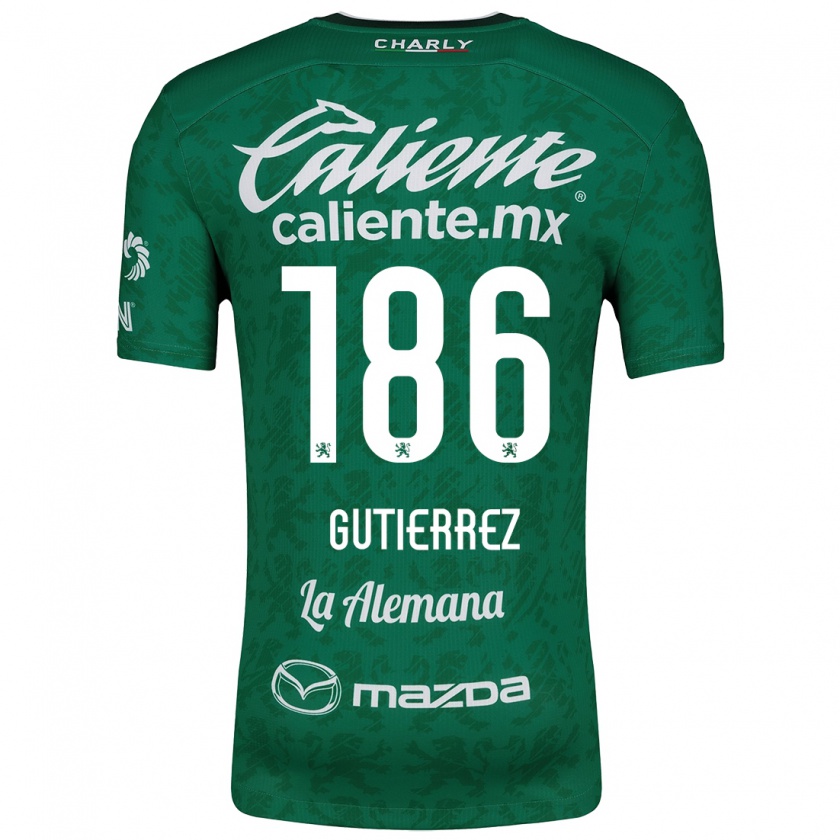 Kandiny Gyermek Alan Gutiérrez #186 Zöld Fehér Hazai Jersey 2024/25 Mez Póló Ing