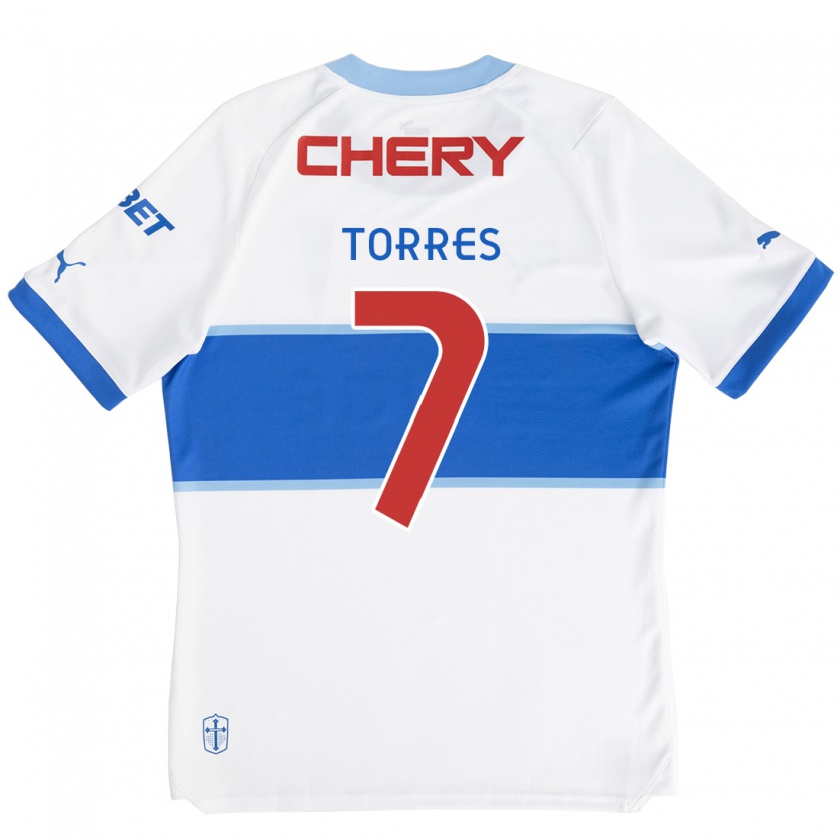 Kandiny Gyermek Joaquín Torres #7 Fehér Kék Hazai Jersey 2024/25 Mez Póló Ing