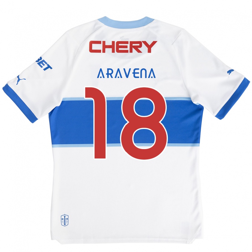 Kandiny Gyermek Alexander Aravena #18 Fehér Kék Hazai Jersey 2024/25 Mez Póló Ing