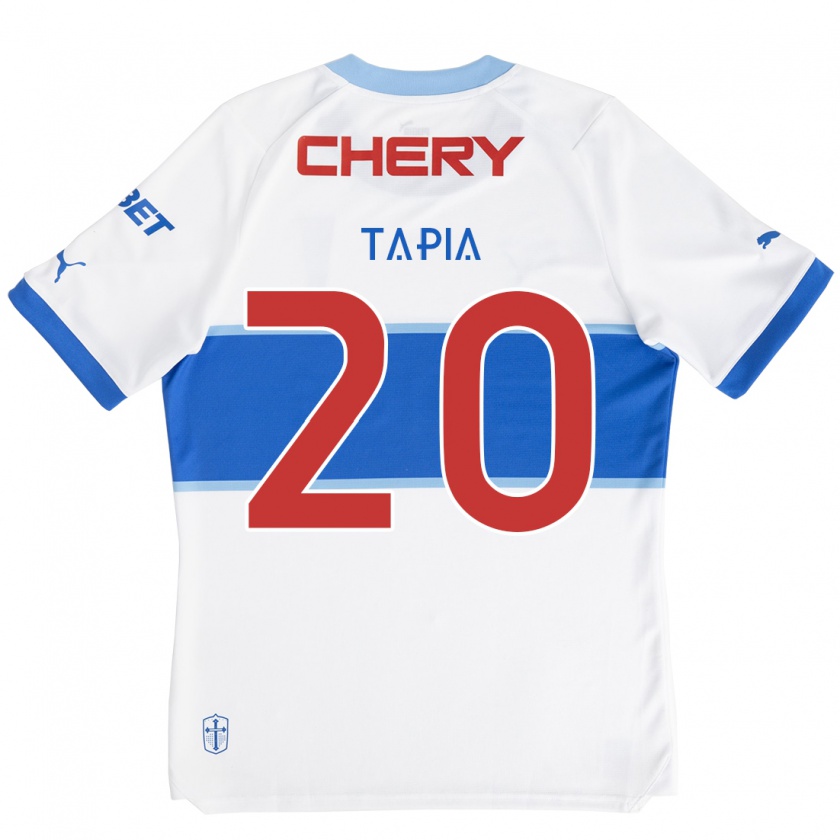 Kandiny Gyermek Gonzalo Tapia #20 Fehér Kék Hazai Jersey 2024/25 Mez Póló Ing