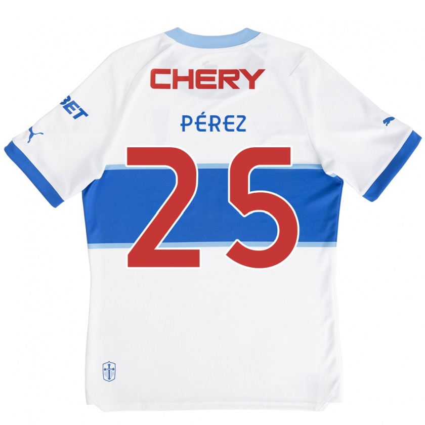 Kandiny Gyermek Sebastián Pérez #25 Fehér Kék Hazai Jersey 2024/25 Mez Póló Ing