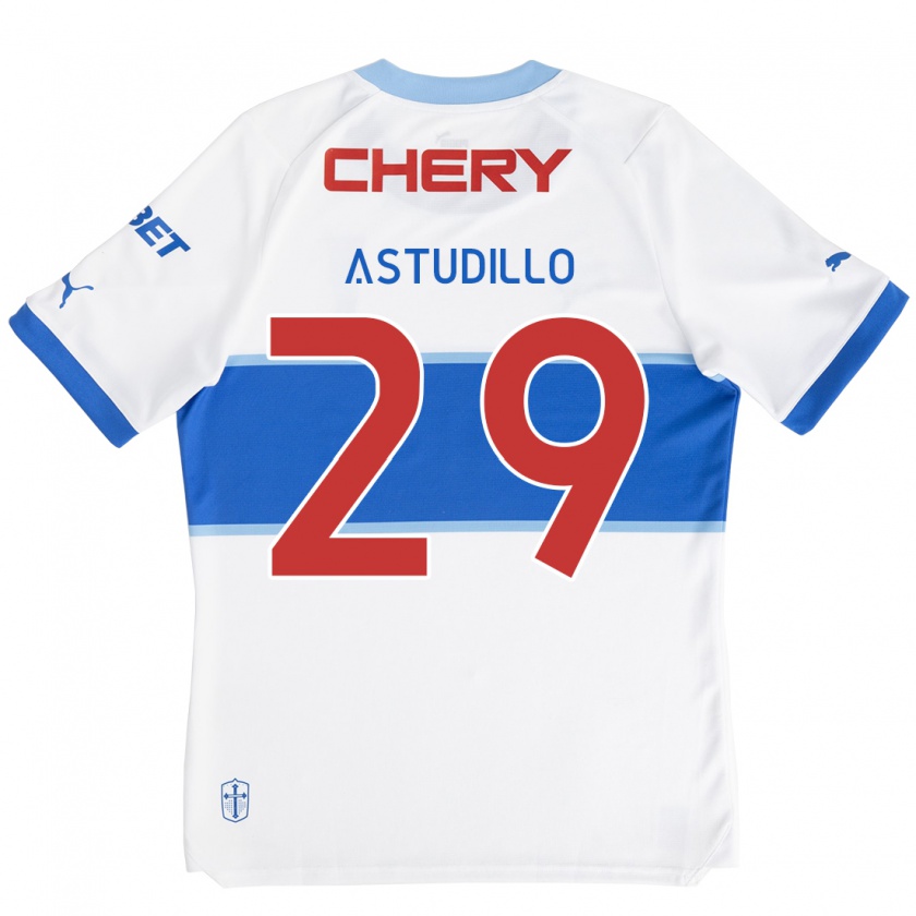 Kandiny Gyermek Aaron Astudillo #29 Fehér Kék Hazai Jersey 2024/25 Mez Póló Ing