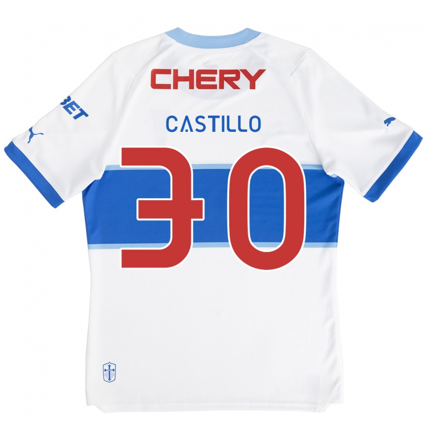 Kandiny Gyermek Nicolás Castillo #30 Fehér Kék Hazai Jersey 2024/25 Mez Póló Ing