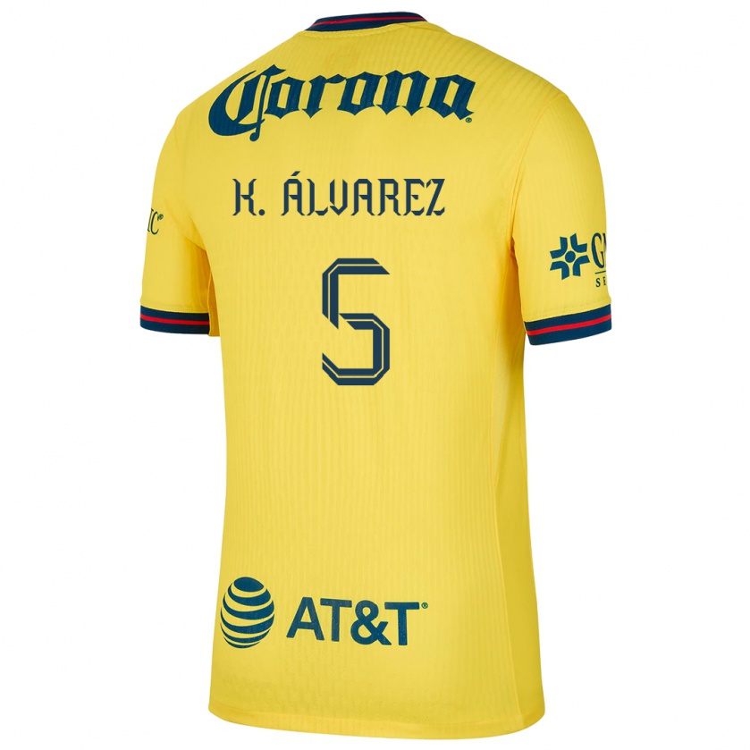 Kandiny Gyermek Kevin Álvarez #5 Sárga Kék Hazai Jersey 2024/25 Mez Póló Ing