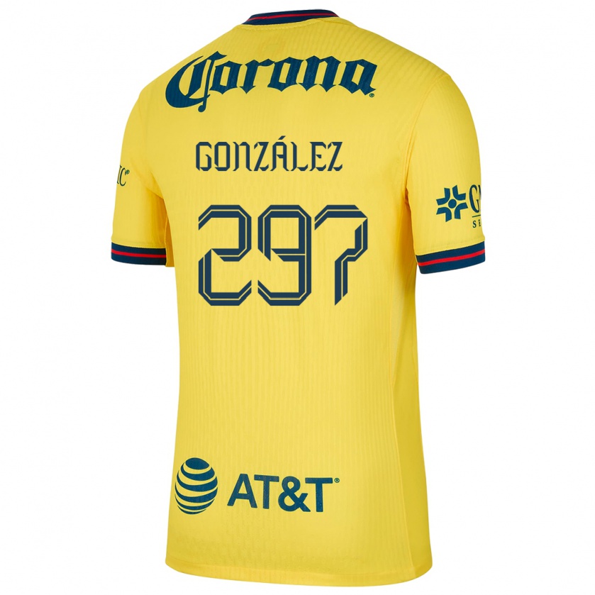 Kandiny Gyermek Océlotl González #297 Sárga Kék Hazai Jersey 2024/25 Mez Póló Ing