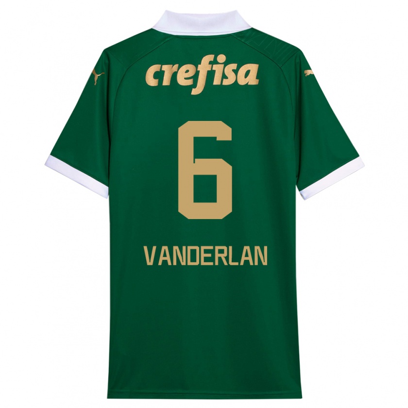 Kandiny Gyermek Vanderlan #6 Zöld Fehér Hazai Jersey 2024/25 Mez Póló Ing