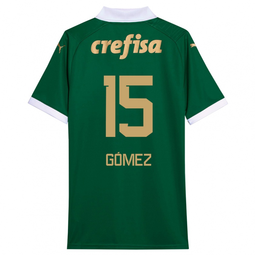 Kandiny Gyermek Gustavo Gómez #15 Zöld Fehér Hazai Jersey 2024/25 Mez Póló Ing