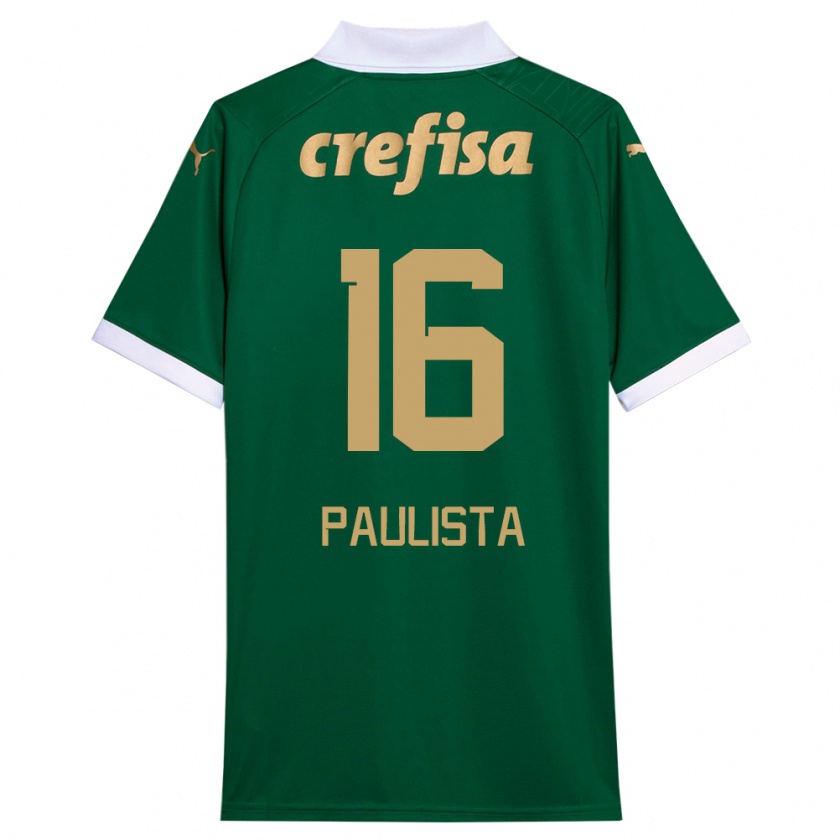 Kandiny Gyermek Caio Paulista #16 Zöld Fehér Hazai Jersey 2024/25 Mez Póló Ing