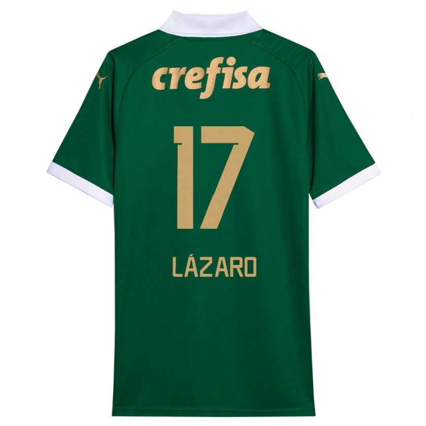 Kandiny Gyermek Lázaro #17 Zöld Fehér Hazai Jersey 2024/25 Mez Póló Ing