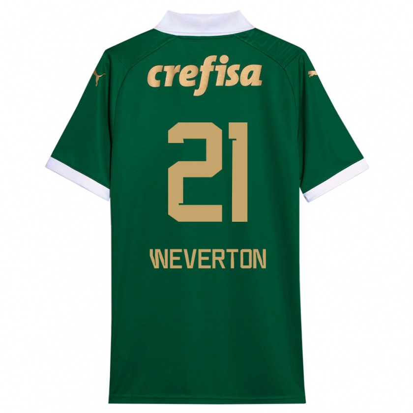 Kandiny Gyermek Weverton #21 Zöld Fehér Hazai Jersey 2024/25 Mez Póló Ing