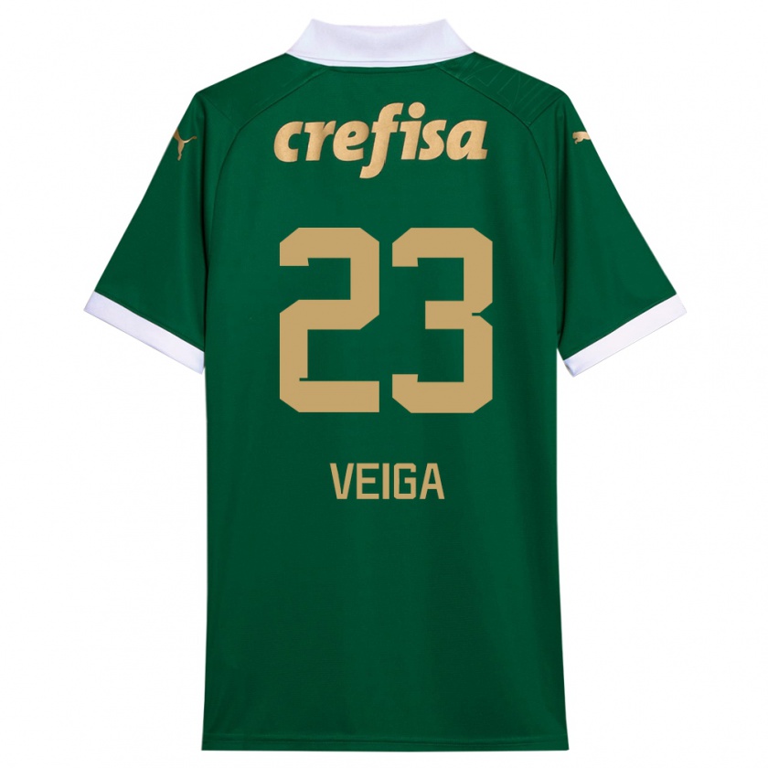 Kandiny Gyermek Raphael Veiga #23 Zöld Fehér Hazai Jersey 2024/25 Mez Póló Ing