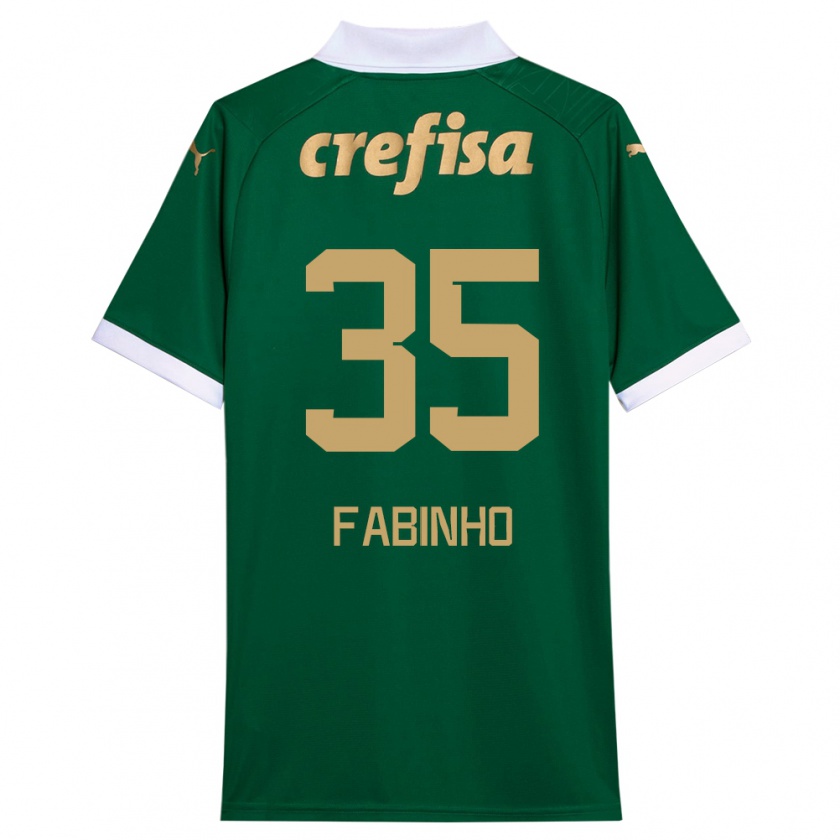 Kandiny Gyermek Fabinho #35 Zöld Fehér Hazai Jersey 2024/25 Mez Póló Ing