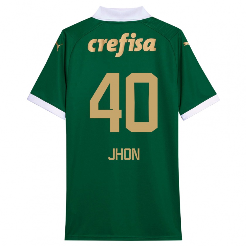 Kandiny Gyermek Jhon Jhon #40 Zöld Fehér Hazai Jersey 2024/25 Mez Póló Ing