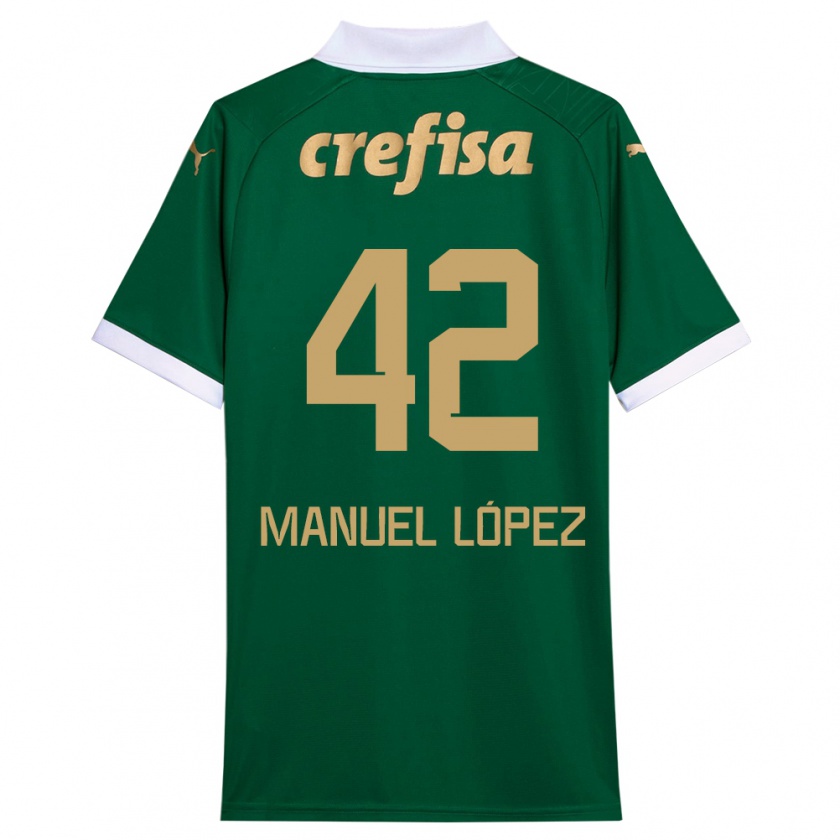 Kandiny Gyermek José Manuel López #42 Zöld Fehér Hazai Jersey 2024/25 Mez Póló Ing