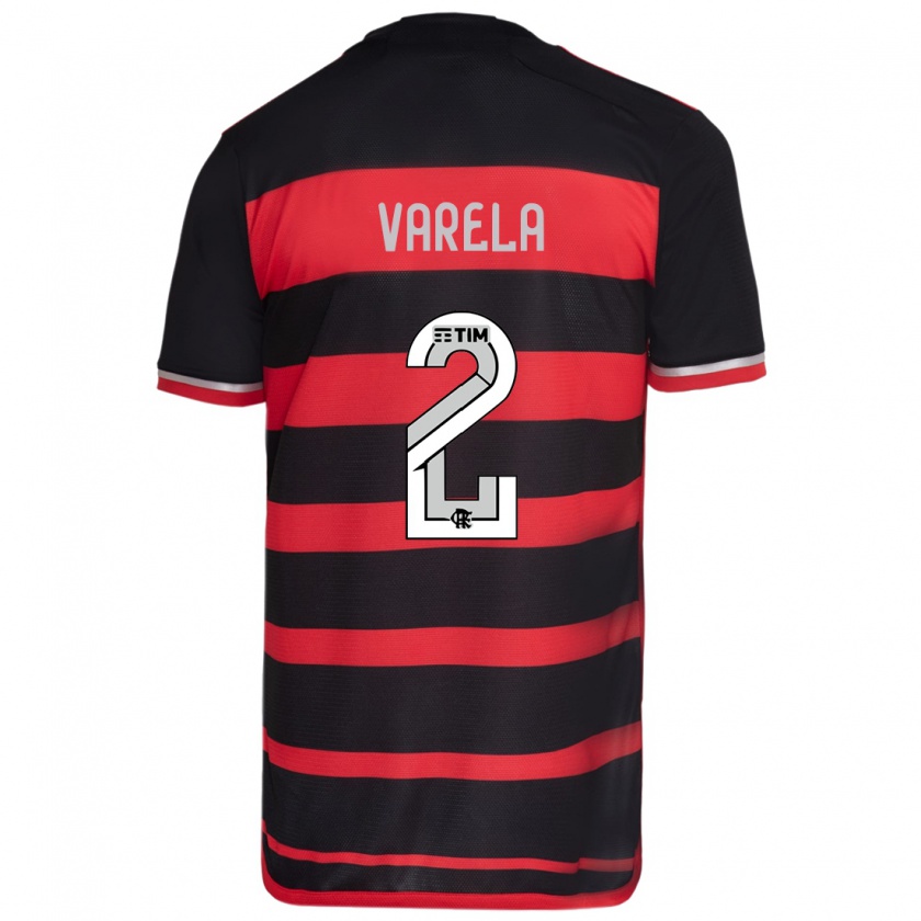 Kandiny Gyermek Guillermo Varela #2 Piros Fekete Hazai Jersey 2024/25 Mez Póló Ing