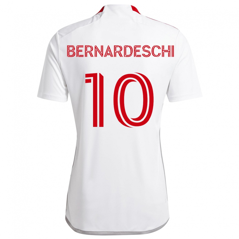 Kandiny Gyermek Federico Bernardeschi #10 Fehér Piros Idegenbeli Jersey 2024/25 Mez Póló Ing