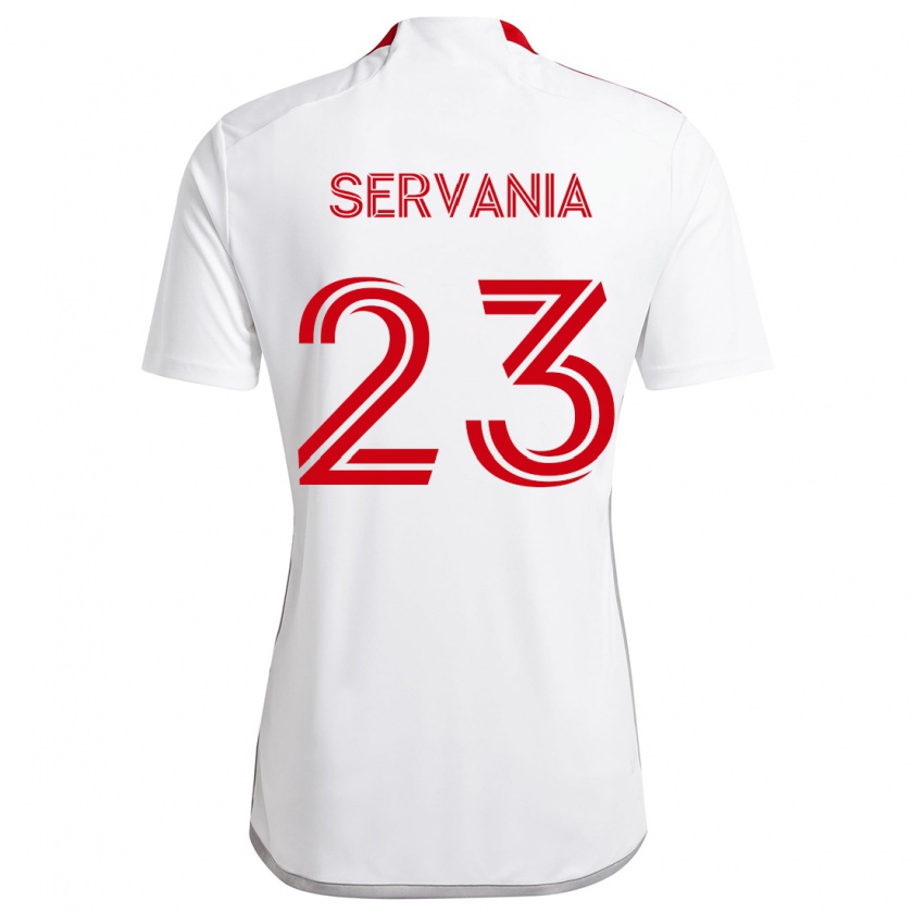 Kandiny Gyermek Brandon Servania #23 Fehér Piros Idegenbeli Jersey 2024/25 Mez Póló Ing