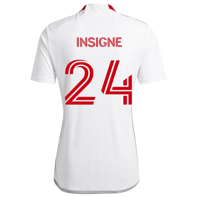 Kandiny Gyermek Lorenzo Insigne #24 Fehér Piros Idegenbeli Jersey 2024/25 Mez Póló Ing