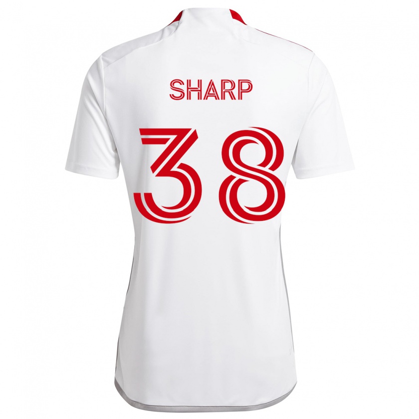 Kandiny Gyermek Charlie Sharp #38 Fehér Piros Idegenbeli Jersey 2024/25 Mez Póló Ing