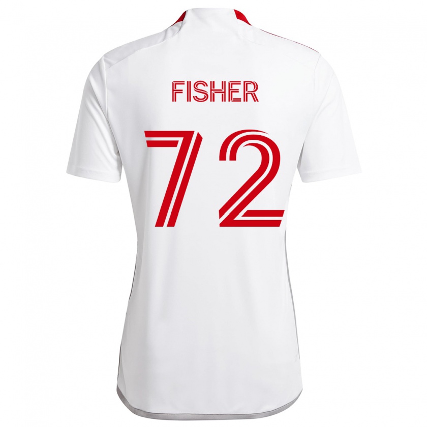 Kandiny Gyermek Mark Fisher #72 Fehér Piros Idegenbeli Jersey 2024/25 Mez Póló Ing