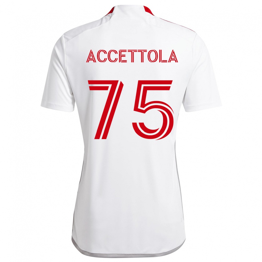 Kandiny Gyermek Luca Accettola #75 Fehér Piros Idegenbeli Jersey 2024/25 Mez Póló Ing