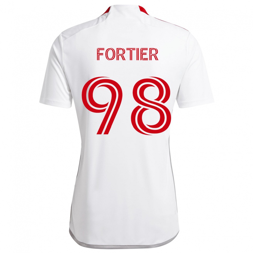 Kandiny Gyermek Kristjan Fortier #98 Fehér Piros Idegenbeli Jersey 2024/25 Mez Póló Ing