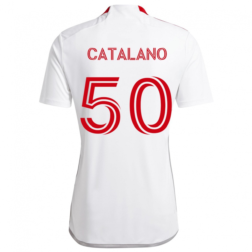 Kandiny Gyermek Gianluca Catalano #50 Fehér Piros Idegenbeli Jersey 2024/25 Mez Póló Ing