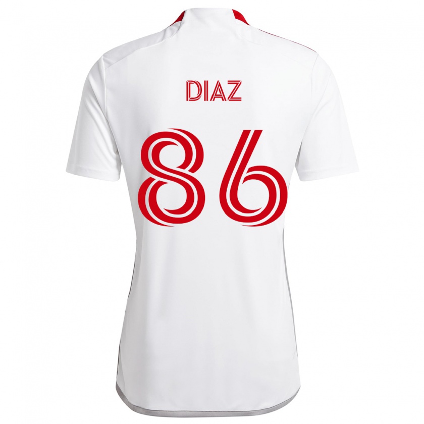 Kandiny Gyermek Alec Díaz #86 Fehér Piros Idegenbeli Jersey 2024/25 Mez Póló Ing