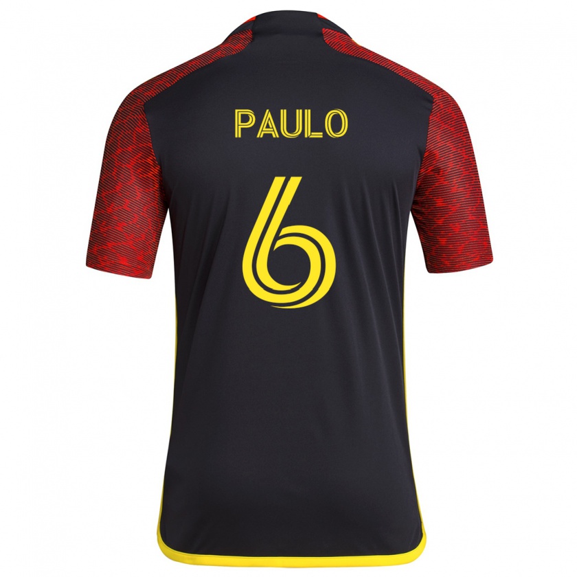 Kandiny Gyermek João Paulo #6 Piros Fekete Idegenbeli Jersey 2024/25 Mez Póló Ing