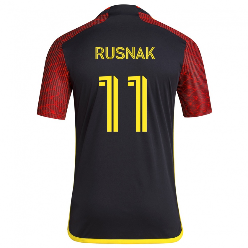 Kandiny Gyermek Albert Rusnák #11 Piros Fekete Idegenbeli Jersey 2024/25 Mez Póló Ing