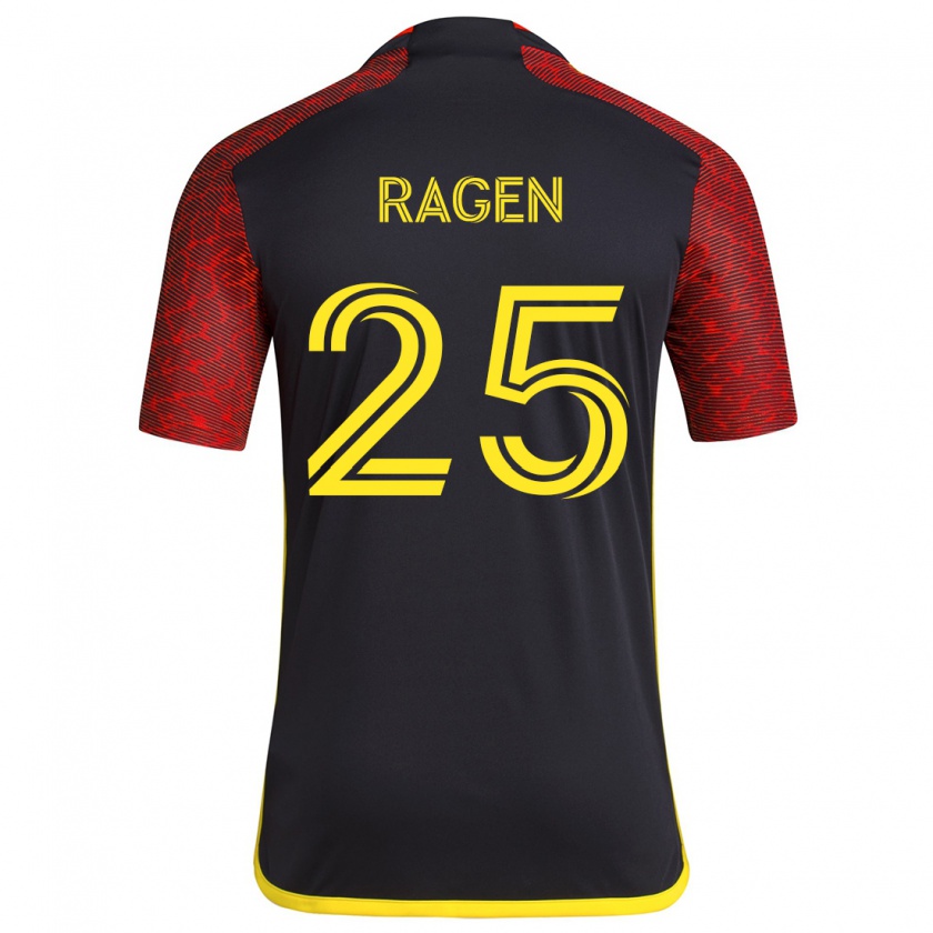 Kandiny Gyermek Jackson Ragen #25 Piros Fekete Idegenbeli Jersey 2024/25 Mez Póló Ing