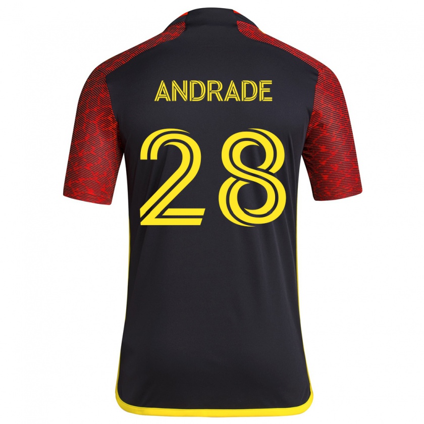 Kandiny Gyermek Yeimar Gómez Andrade #28 Piros Fekete Idegenbeli Jersey 2024/25 Mez Póló Ing