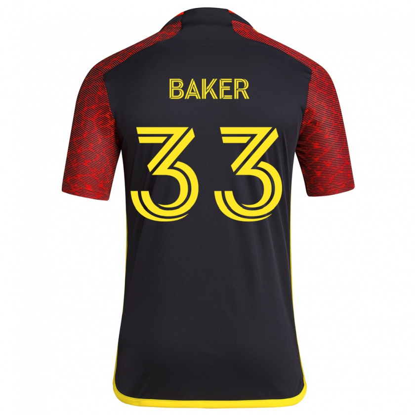 Kandiny Gyermek Cody Baker #33 Piros Fekete Idegenbeli Jersey 2024/25 Mez Póló Ing