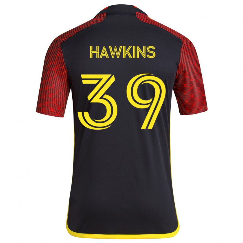 Kandiny Gyermek Stuart Hawkins #39 Piros Fekete Idegenbeli Jersey 2024/25 Mez Póló Ing