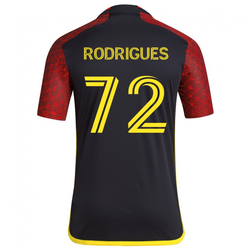 Kandiny Gyermek Braudílio Rodrigues #72 Piros Fekete Idegenbeli Jersey 2024/25 Mez Póló Ing