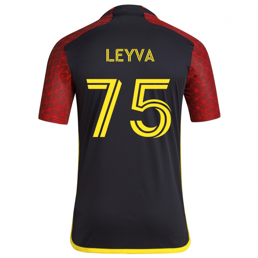 Kandiny Gyermek Danny Leyva #75 Piros Fekete Idegenbeli Jersey 2024/25 Mez Póló Ing