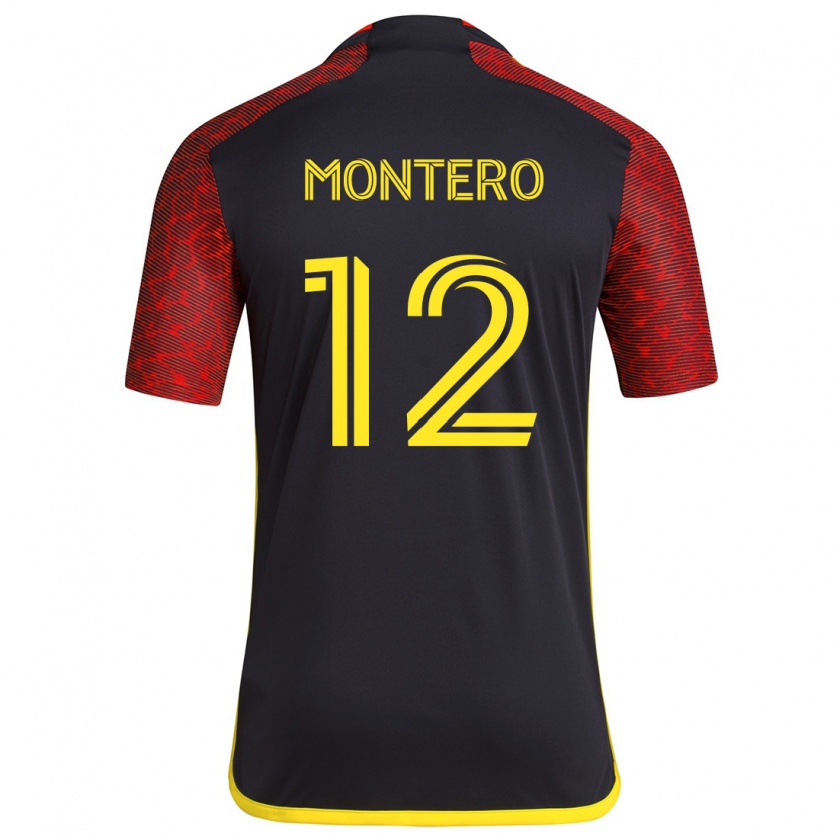 Kandiny Gyermek Fredy Montero #12 Piros Fekete Idegenbeli Jersey 2024/25 Mez Póló Ing